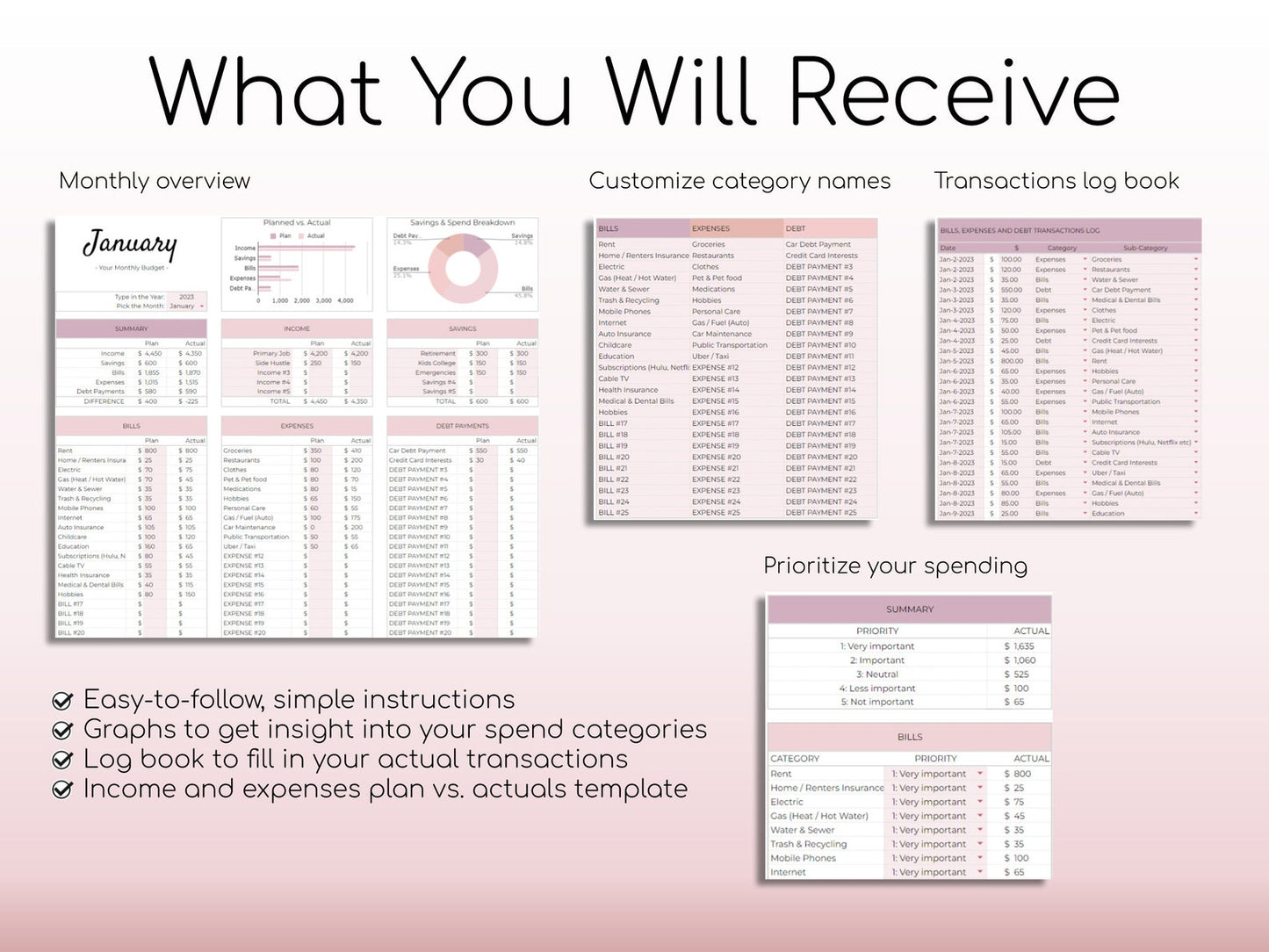 Monthly Budget Planner ( Instant Access )