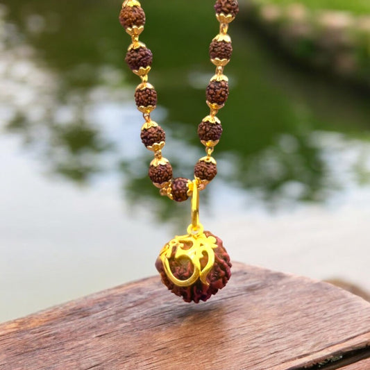 Elephance 7 Mukhi Rudraksha Necklace Gold Plated Original Nepali